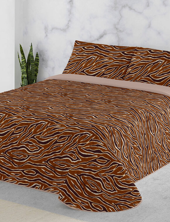 Couvre-lit matelassé imprimé Zebra (chocolat)