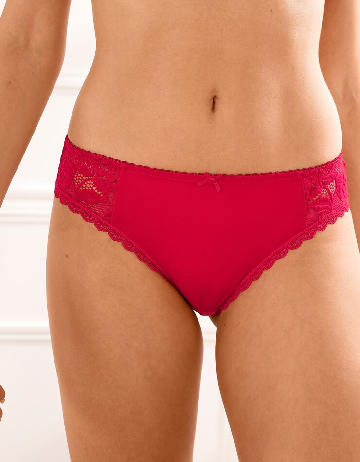Culotte Akola en microfibre et dentelle - forme midi (rouge) Culotte Akola en microfibre et dentelle - forme midi (rouge)
