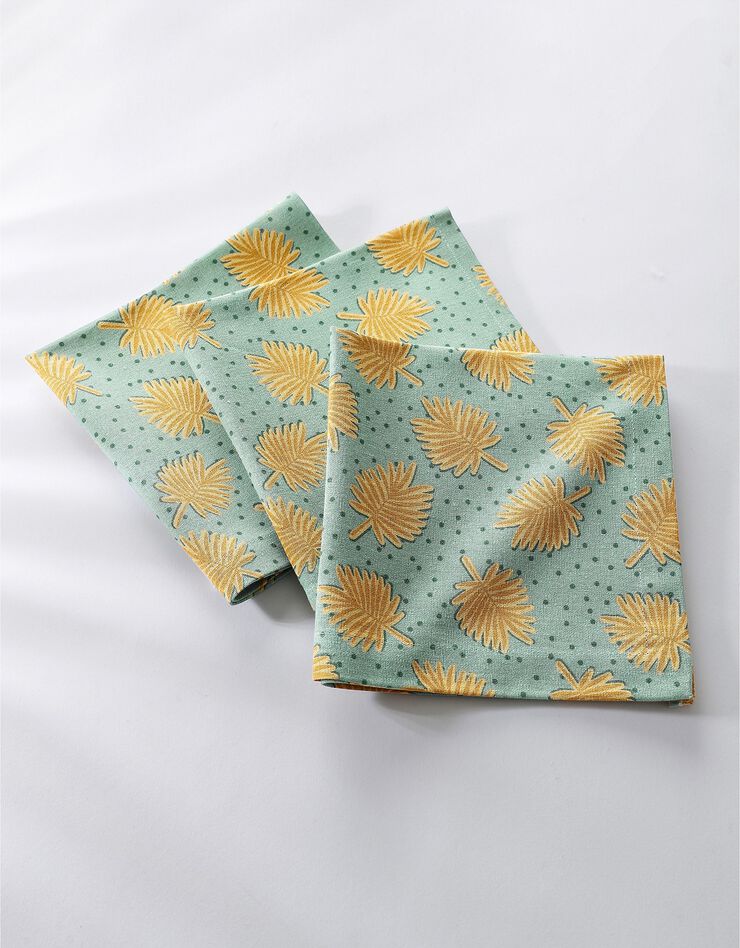 Nappe coton imprimé palmettes (kaki / jaune)