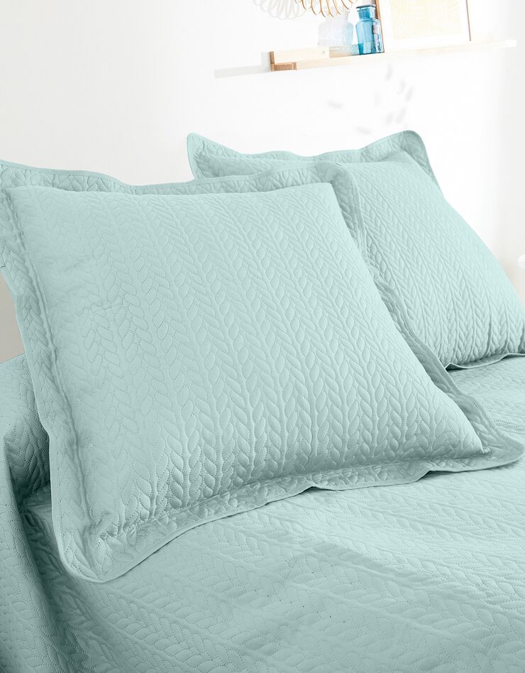 Couvre-lit matelassé microfibre motif géométrique (vert amande) Couvre-lit matelassé microfibre motif géométrique (vert amande)