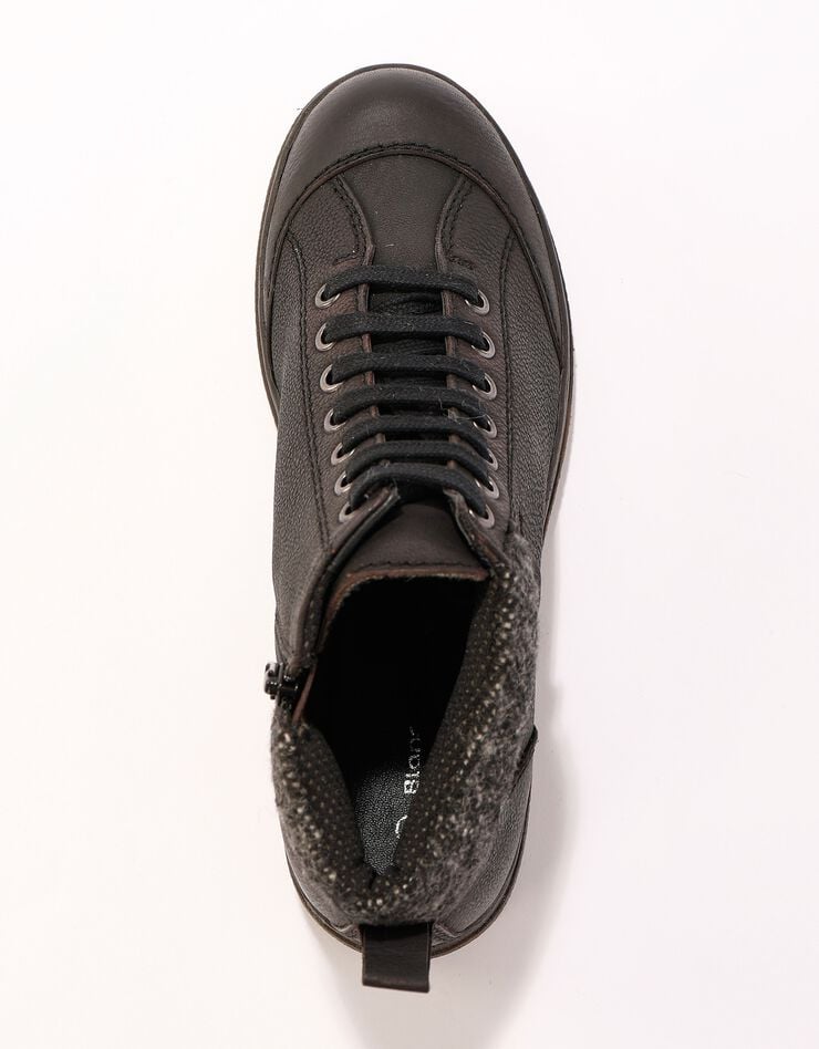 Boots détente lacées et zippées en cuir  (noir)