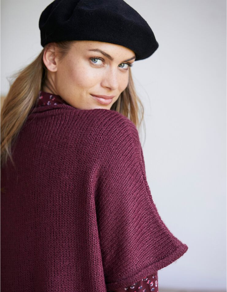 Pull poncho manches coudes (prune) Pull poncho manches coudes (prune)