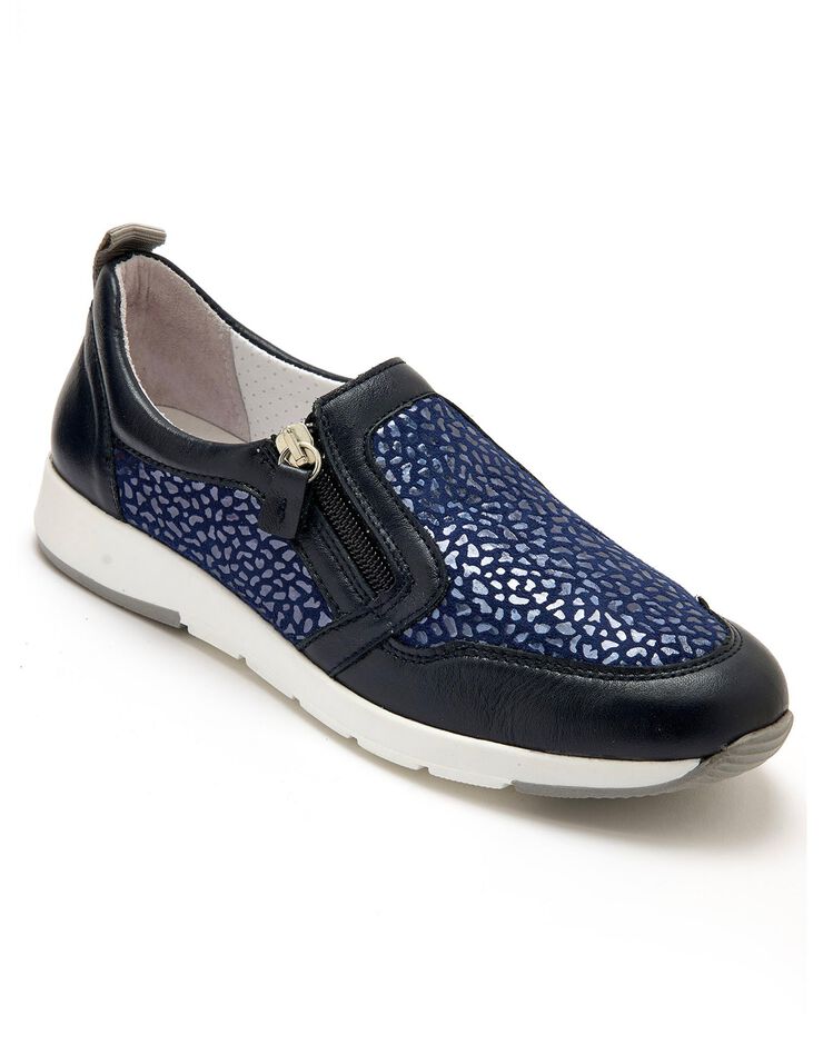 Sans-gêne zippées ultra flexibles en cuir (marine) Sans-gêne zippées ultra flexibles en cuir (marine)