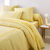 Linge de lit Faustine imprim&eacute; rayures et brod&eacute; - coton 57 fils/cm&sup2; (jaune)