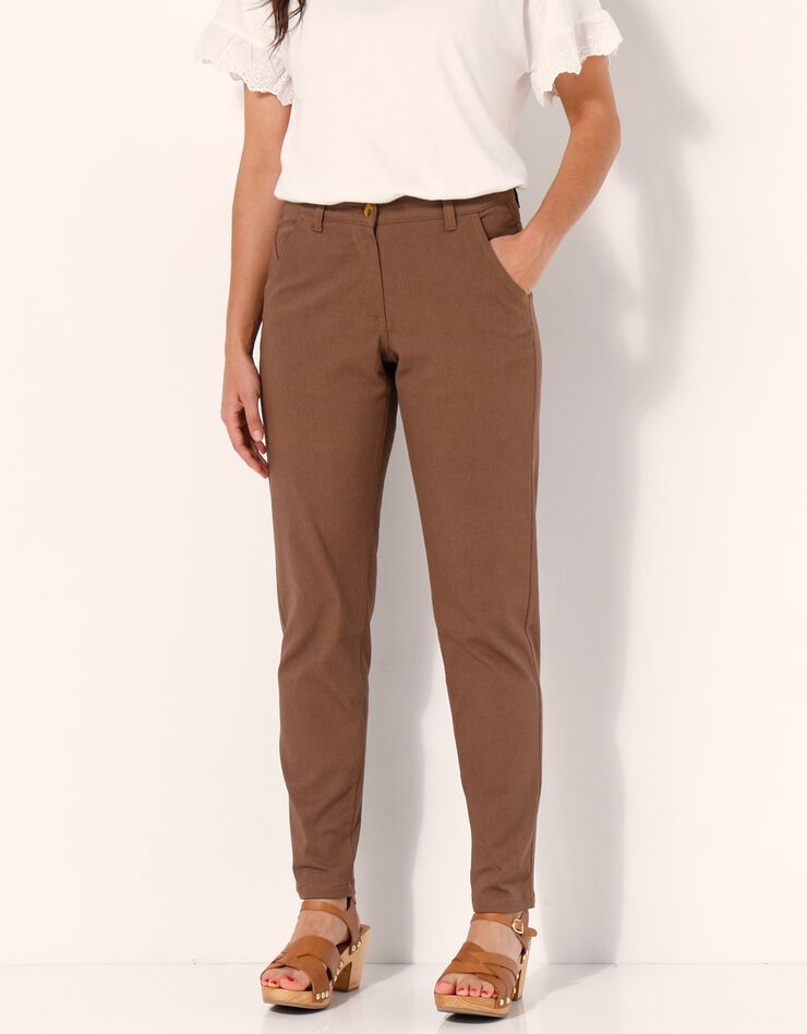 Pantalon twill coupe mom découpes fantaisie (chocolat) Pantalon twill coupe mom découpes fantaisie (chocolat)