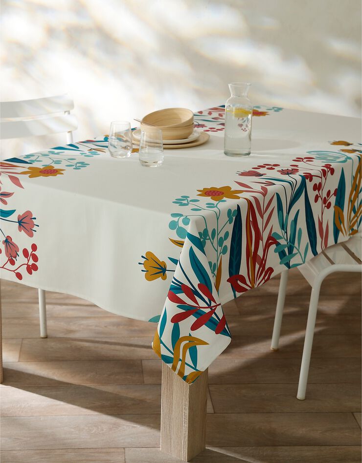 Nappe fabriquée en France, motif frise Fleurs spectaculaires - coton biologique(1) (multicolore)