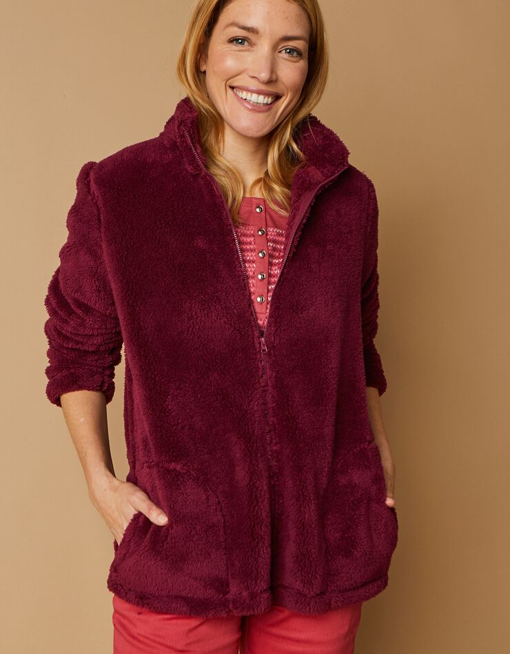 Veste zippée maille peluche (violine) Veste zippée maille peluche (violine)