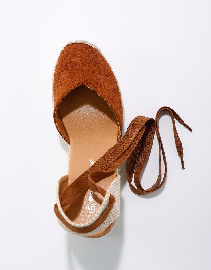 Sandales compensées corde avec liens à nouer (caramel) Sandales compensées corde avec liens à nouer (caramel)