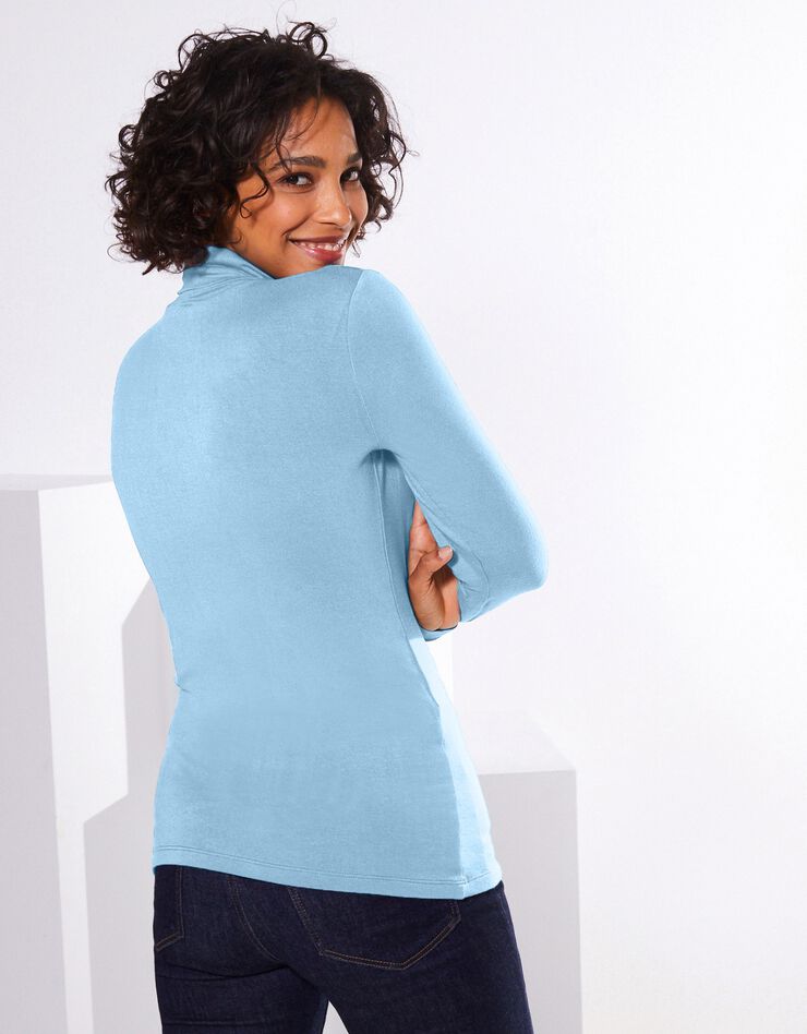 Sous-pull col roulé coton stretch uni (bleu ciel) Sous-pull col roulé coton stretch uni (bleu ciel)