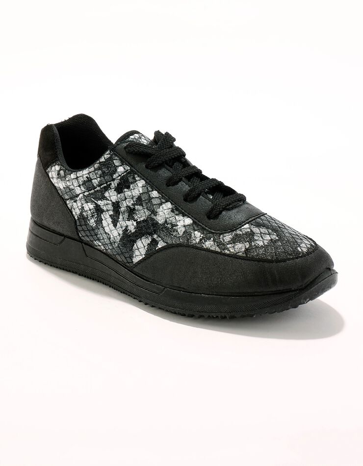 Baskets lacées spécial pieds sensibles en tissu extensible (noir) Baskets lacées spécial pieds sensibles en tissu extensible (noir)