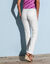 Pantalon effet ventre plat, coton stretch (blanc)