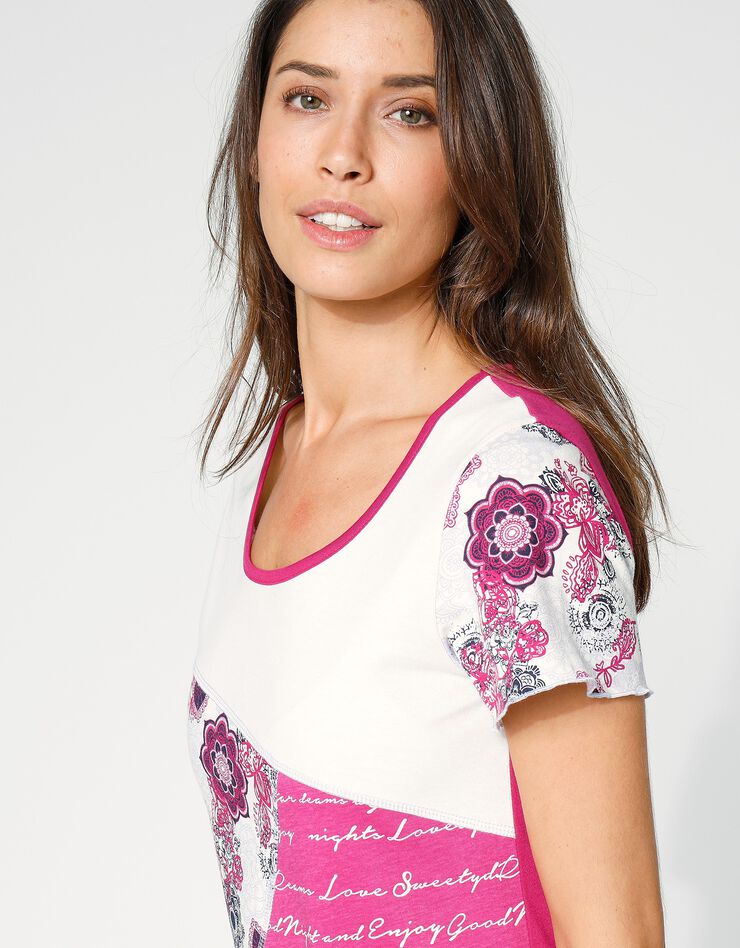 Chemise de nuit découpes fantaisie (fuchsia)