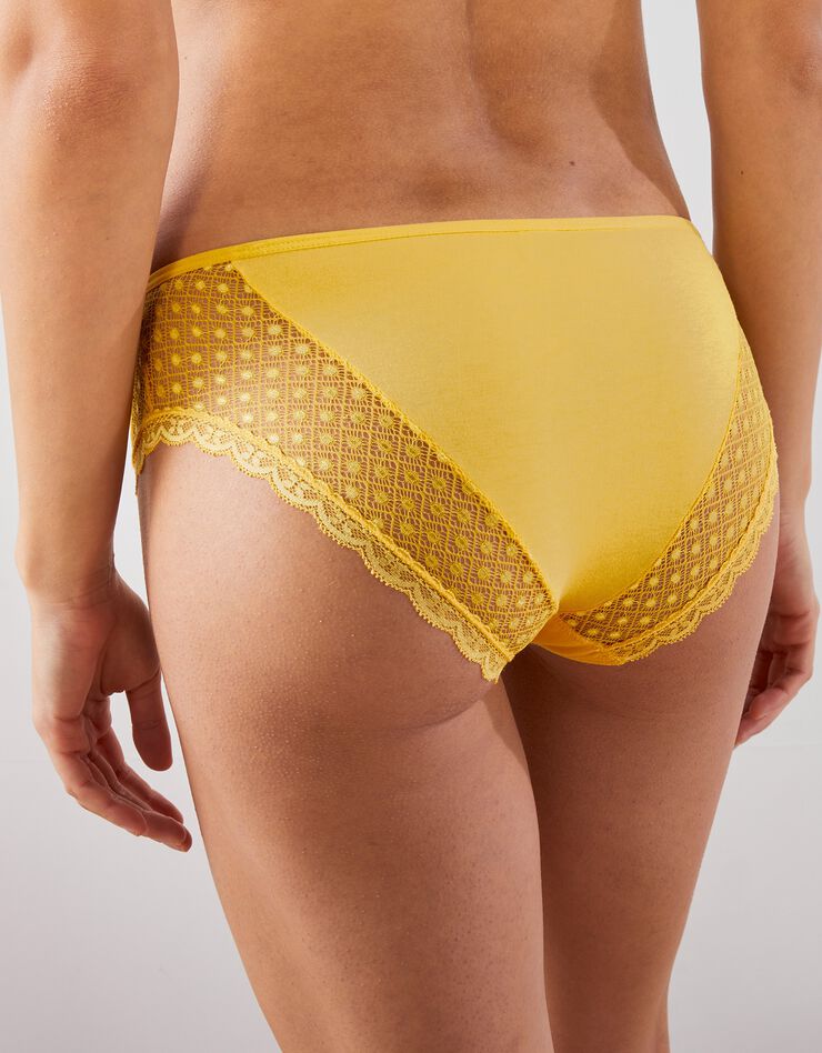 Culotte midi dentelle coton uni Tropea - lot de 4 (vert + jaune) Culotte midi dentelle coton uni Tropea - lot de 4 (vert + jaune)