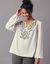 Blouse brodée manches blousantes (écru / kaki)