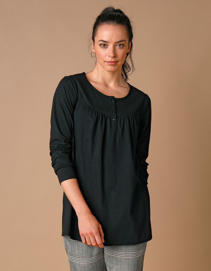 Tunique col rond unie, maille jersey (noir) Tunique col rond unie, maille jersey (noir)