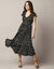 Robe longue crêpe, imprimé pois (noir / écru)