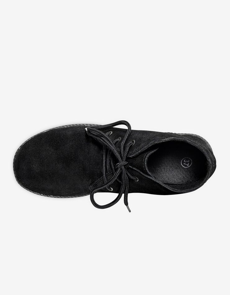 Bottines à lacet en croûte de cuir (noir)
