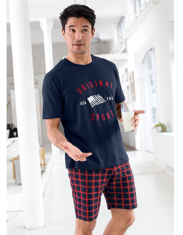 Tee-shirt pyjama manches courtes imprimé bleu marine (marine)