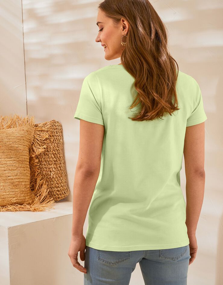 Tee-shirt col rond manches courtes uni coton bio (anis) Tee-shirt col rond manches courtes uni coton bio (anis)