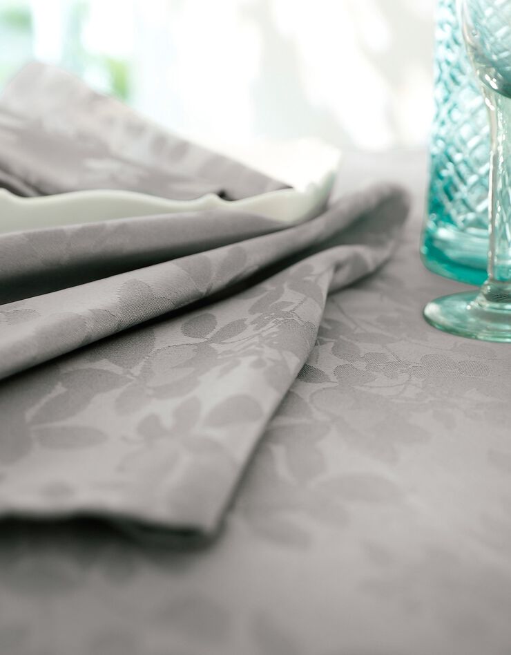Nappe damassée feuillages Colombine® (gris perle) Nappe damassée feuillages Colombine® (gris perle)