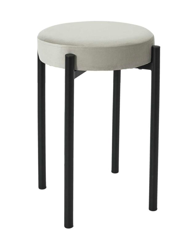 Tabouret empilable - revêtement velours (gris)
