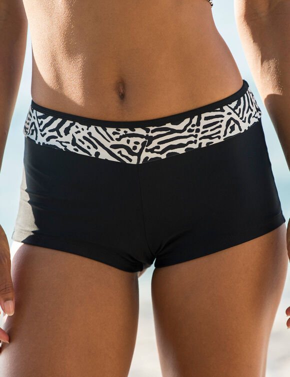Boxer de bain lissant imprimé Ivola (écru / noir)