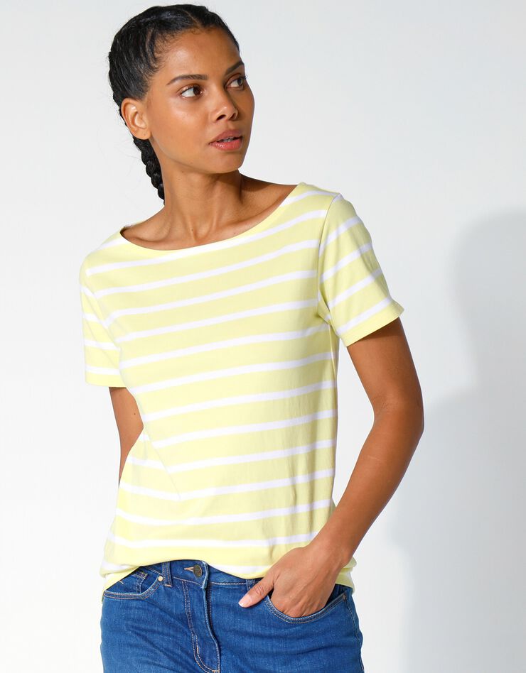 Tee-shirt marinière, manches courtes (jaune / blanc) Tee-shirt marinière, manches courtes (jaune / blanc)