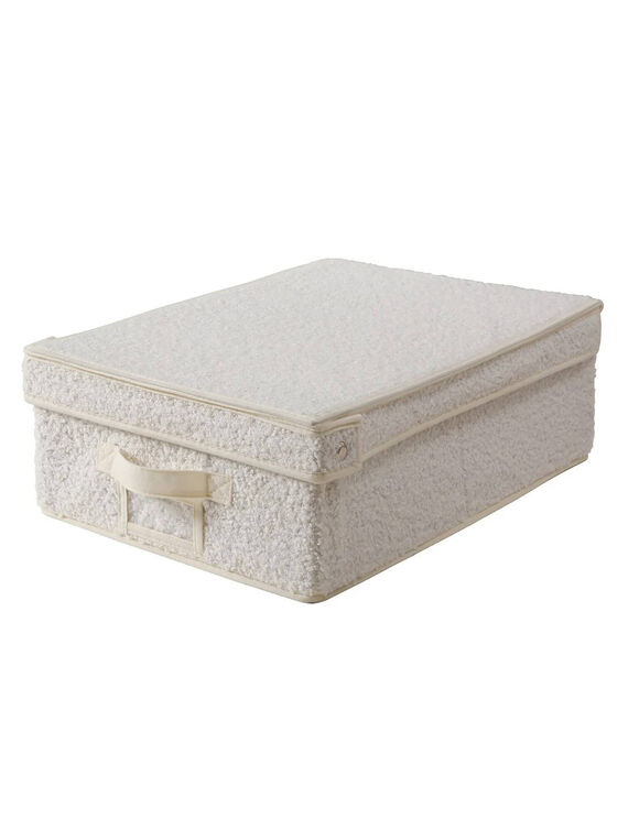 Bo&icirc;te de rangement maille bouclette avec porte-&eacute;tiquette (&eacute;cru)