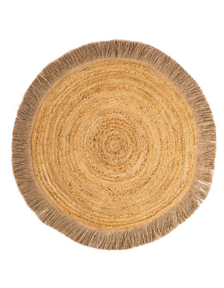 Tapis rond jute naturelle à franges (naturel)