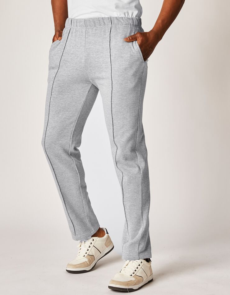 Pantalon loisirs molleton, bas droits (gris chiné) Pantalon loisirs molleton, bas droits (gris chiné)