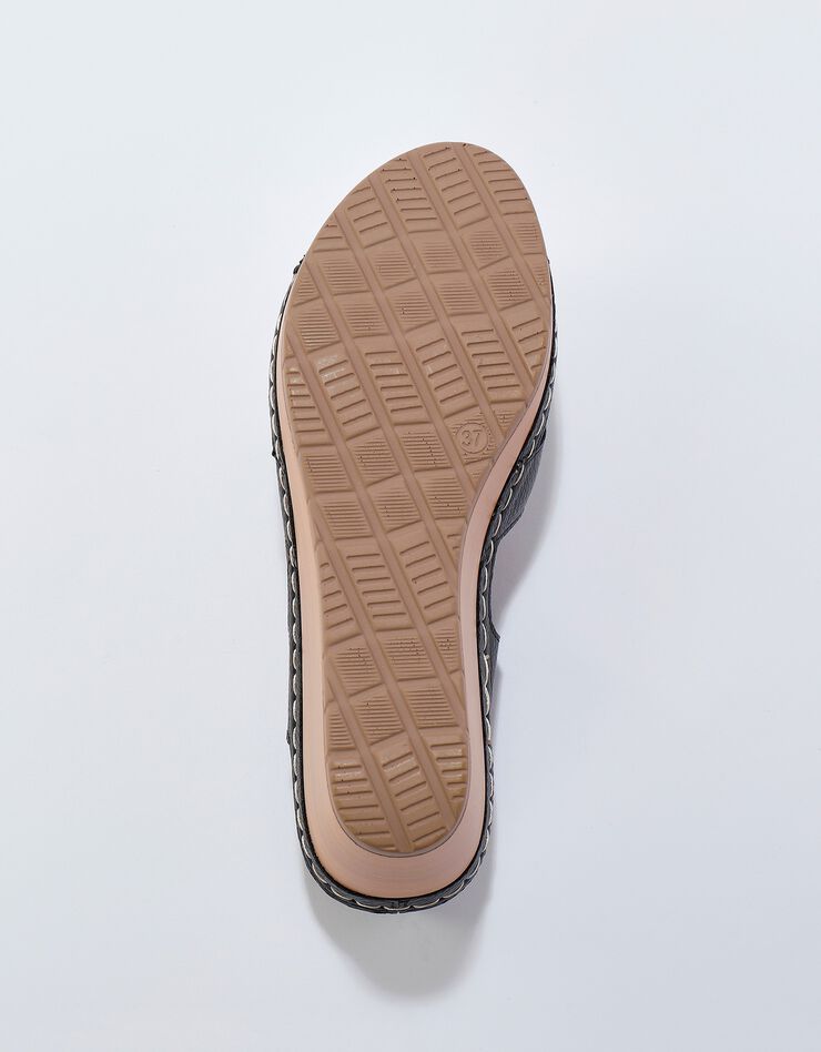 Sandales compensées ajourées semelle effet bois (noir)