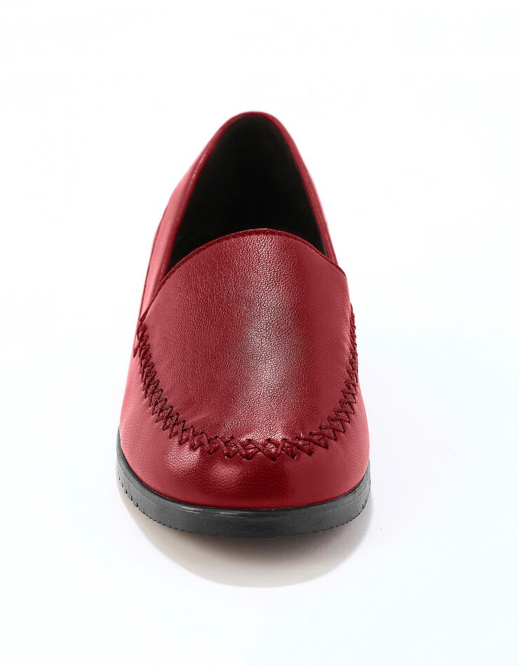 Mocassins largeur confort en cuir souple - uni  (bordeaux)