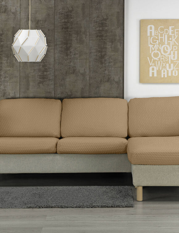 Housse gaufr&eacute;e bi-extensible coussins m&eacute;ridienne (taupe)