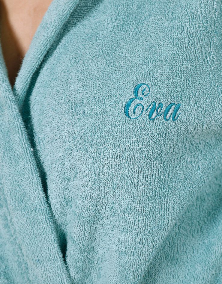 Peignoir mixte adulte col capuche éponge bouclette personnalisable (vert d'eau) Peignoir mixte adulte col capuche éponge bouclette personnalisable (vert d'eau)