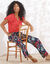 Pantalon large fluide, imprimé (marine)