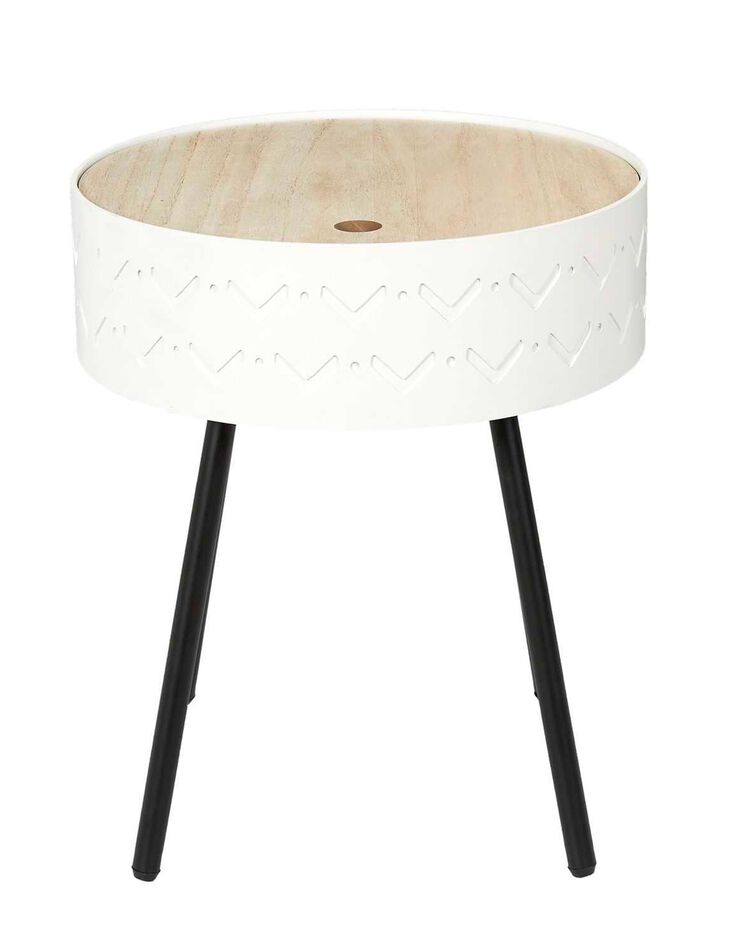 Table d’appoint-coffre déco - pieds métal (blanc)