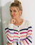 Cardigan rayé boutonné (écru / violine)