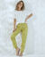 Pantalon coupe mom coton-lin uni (vert mousse)