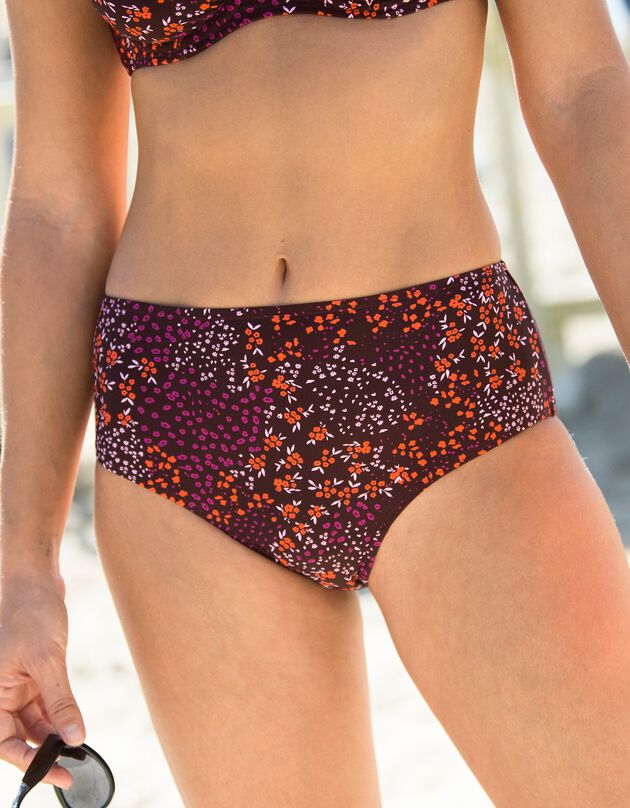 Culotte de bain maxi imprimée Cahuita - ventre plat (chocolat)