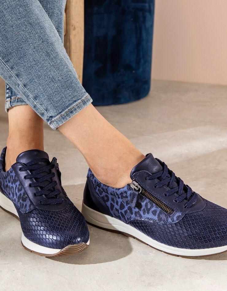 Derbies en cuir spécial Hallux valgus - imprimé (bleu) Derbies en cuir spécial Hallux valgus - imprimé (bleu)