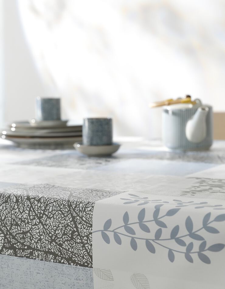 Nappe toile cirée imprimée patchwork  (gris / bleu)