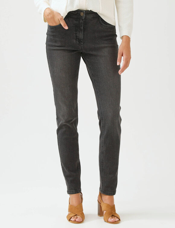 Pantalon slim, taille haute, moyenne stature  (black used)