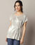 T-shirt tunique, maille plissée (doré)