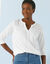 T-shirt col tunisien manches 3/4, broderie anglaise (blanc)