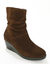 Boots compens&eacute;es en cuir (chocolat)
