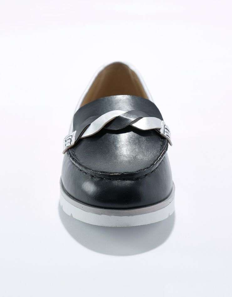 Mocassins à semelle crantée et bande tressée (noir / argent) Mocassins à semelle crantée et bande tressée (noir / argent)
