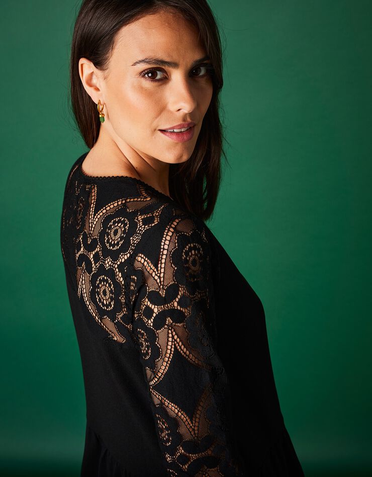 Robe avec dentelle (noir)