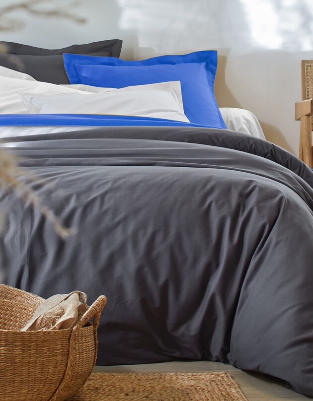Linge de lit uni polyester-coton Colombine (carbone)