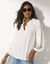 Blouse unie, détails macramé, crépon (écru)