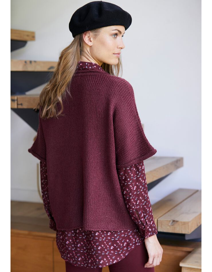 Pull poncho manches coudes (prune) Pull poncho manches coudes (prune)